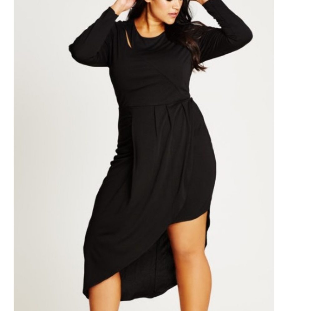 City Chic Wrapped Up Black Dress